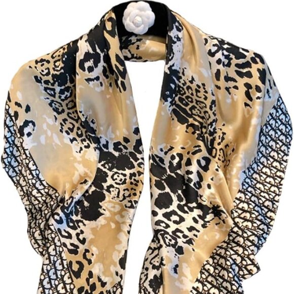 Women's satin square silk scarf - Picture 3 of 5